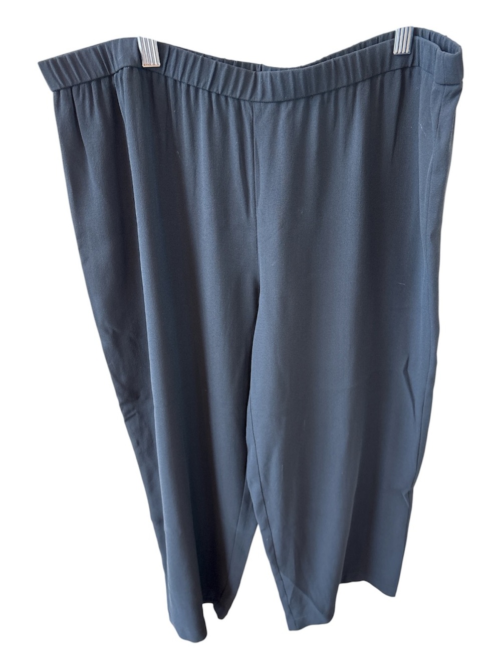 Eileen Fisher Silk Black Cropped Wide-Leg Pants